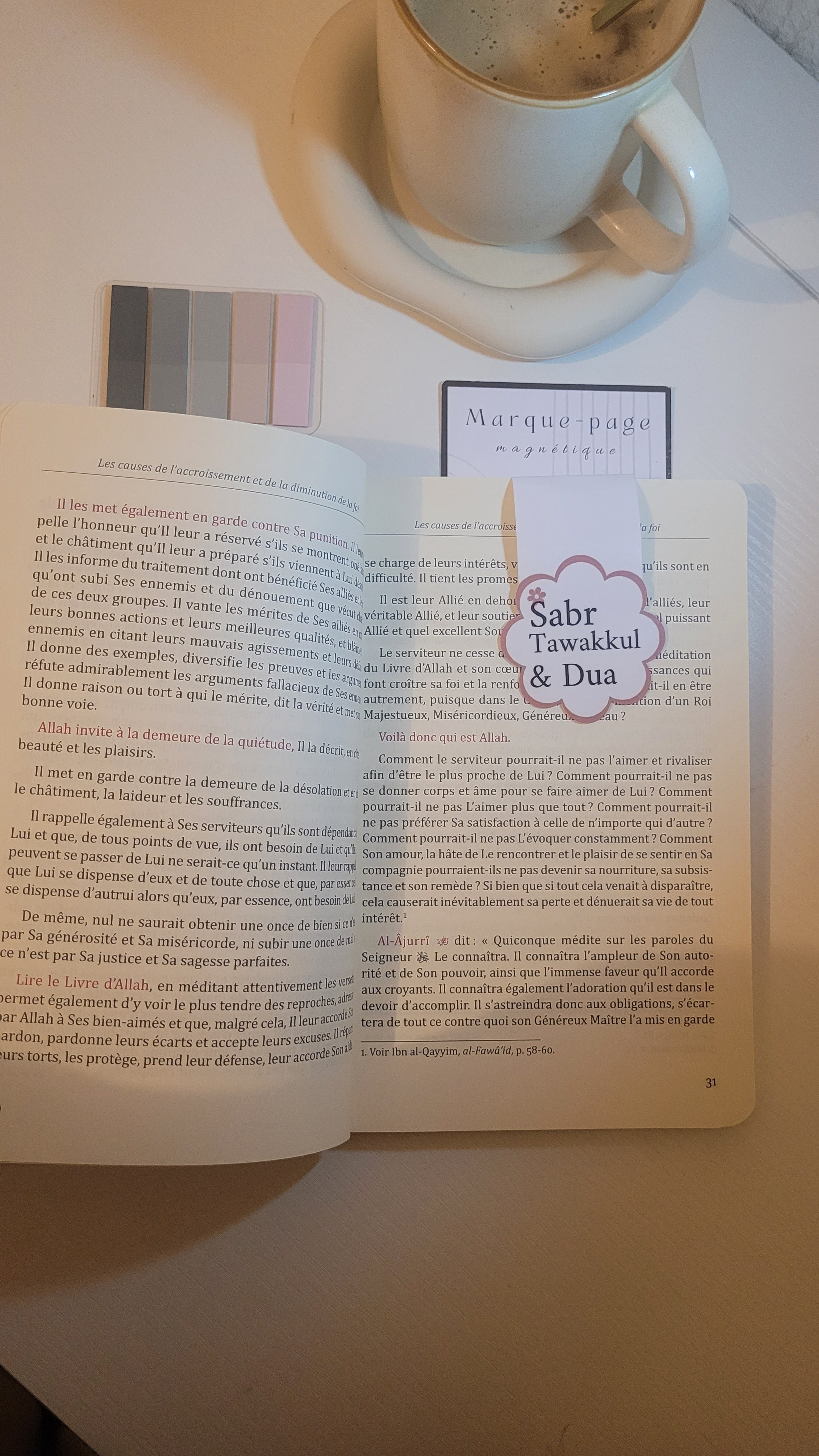 Marque-page magnétique fleur – Sabr, Tawakkul & Du‘ā