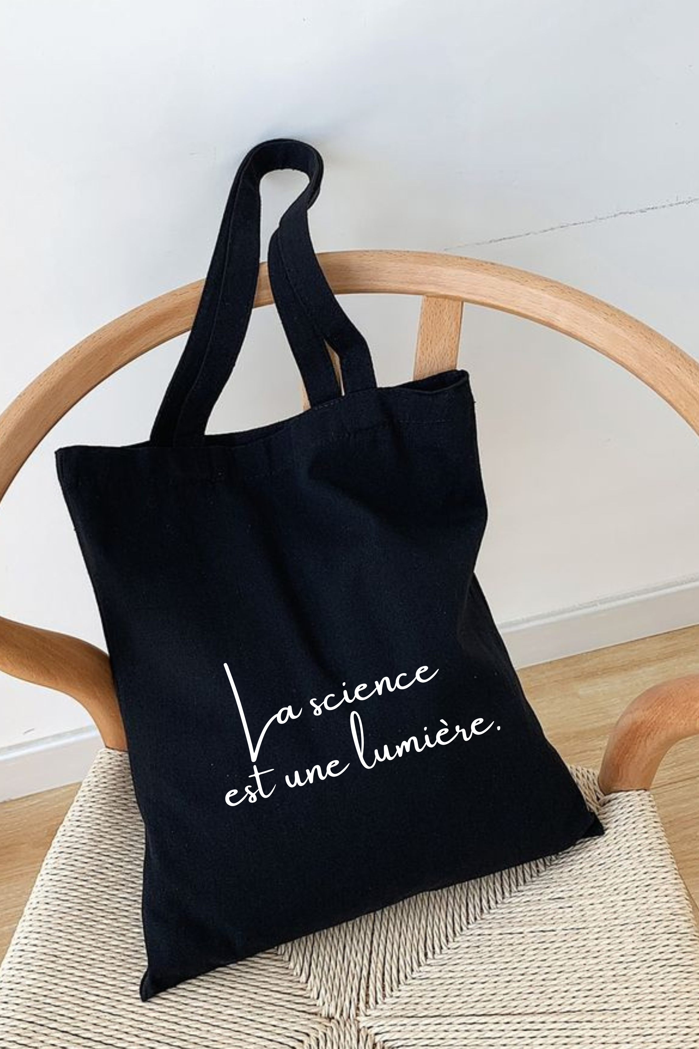 Tote bage " La science est une lumière." Noir