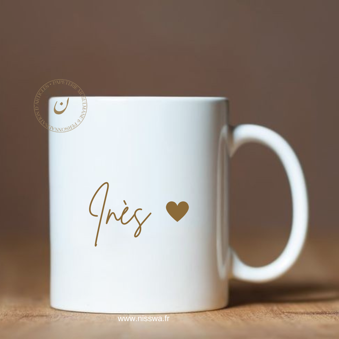 Mug personnalisé - petit coeur or ou noir